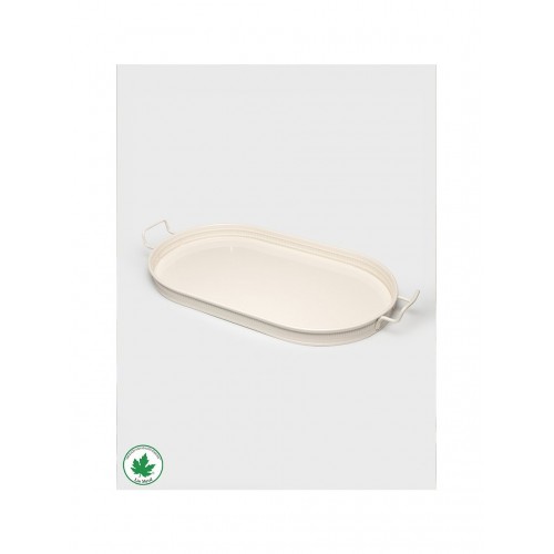 Lin Metal Lotus 57 cm Elips Metal Tepsi - Krem