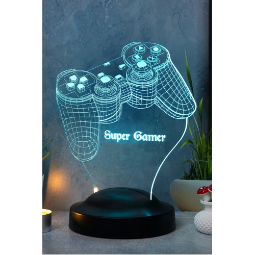 Gamer Hediyesi 3 Boyutlu Led Lamba, Gamer Masa Lambası