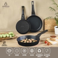 Amboss Vento Döküm Titanyum Kaplama 3 Parça Tava Seti - Siyah