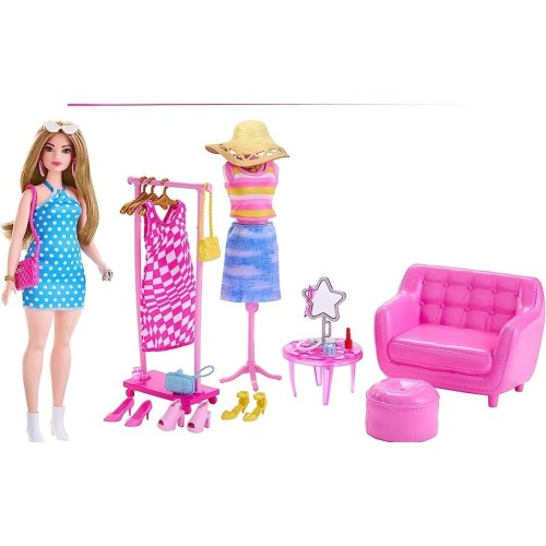 Barbie'nin Kıyafet ve Aksesuar Askısı Oyun Seti HPL78