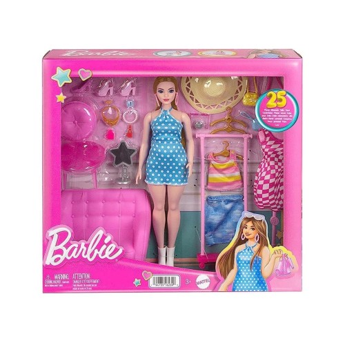 Barbie'nin Kıyafet ve Aksesuar Askısı Oyun Seti HPL78