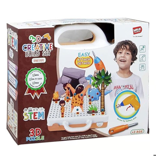 Birlik Oyuncak 3D Stem Eğitici Matkap Seti Dinazorlar