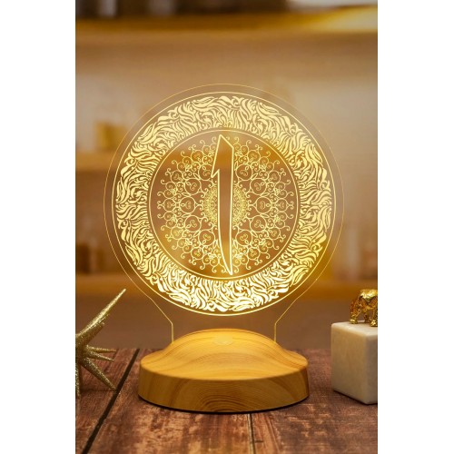 Elif Harfi Desenli,Motifli Arapça Elif Harfi Yazılı Led Lamba