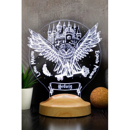 Harry Potter Hediyesi Hogwarts Hedwig 3d Led Lamba