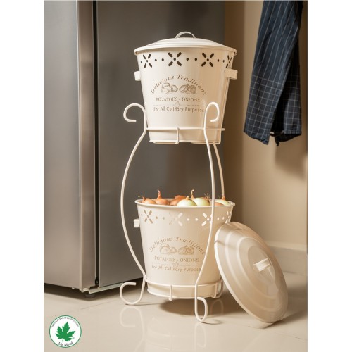 Lin Metal 2 Katli Metal Patates Sogan Kovasi - Krem