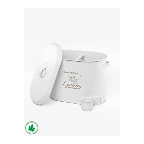 Lin Metal Bölmeli Metal Kapaklı Ölçekli Deterjanlık - Beyaz