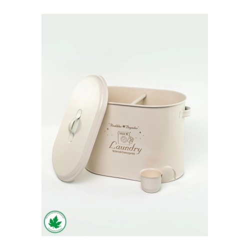 Lin Metal Bölmeli Metal Kapaklı Ölçekli Deterjanlık - Krem