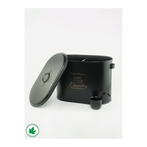 Lin Metal Bölmeli Metal Kapaklı Ölçekli Deterjanlık - Siyah