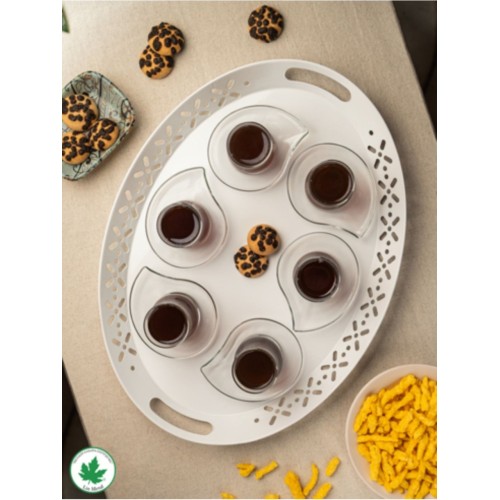 Lin Metal Lalin Tepsi - Beyaz