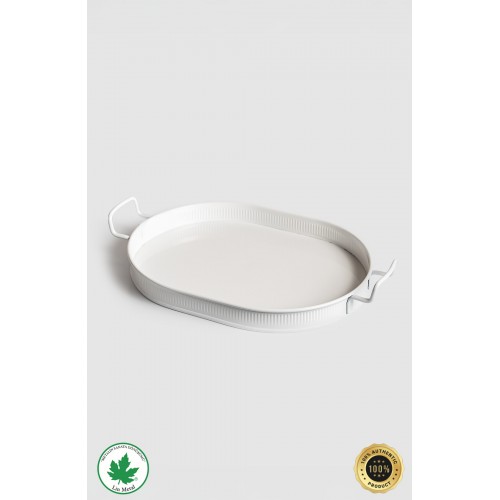 Lin Metal Lotus 41 cm Elips Metal Tepsi - Beyaz