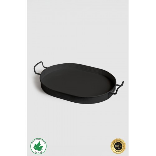 Lin Metal Lotus 41 cm Elips Metal Tepsi - Siyah