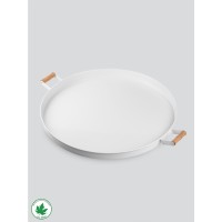 Lin Metal 51cm Tepsi Ahşap Kulplu Baskısız - Beyaz