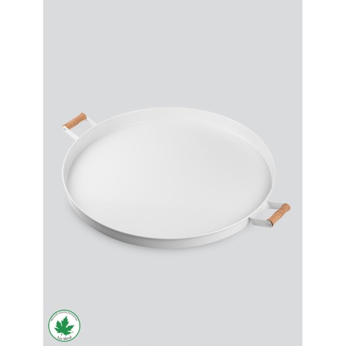 Lin Metal 51cm Tepsi Ahşap Kulplu Baskısız - Beyaz