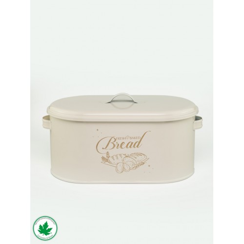 Lüx Metal Büyük Boy Kapaklı Desenli Ekmeklik Krem