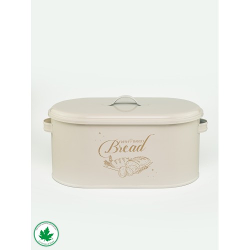 Lüx Metal Büyük Boy Kapaklı Desenli Ekmeklik Krem