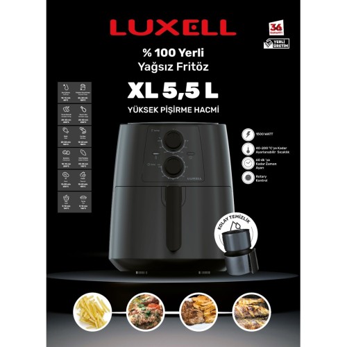 Luxell Fastfryer LXFC-5130 5.5 lt Yağsız Fritöz Luxell Fastfryer LXFC-5130 5.5 lt Yağsız Fritöz