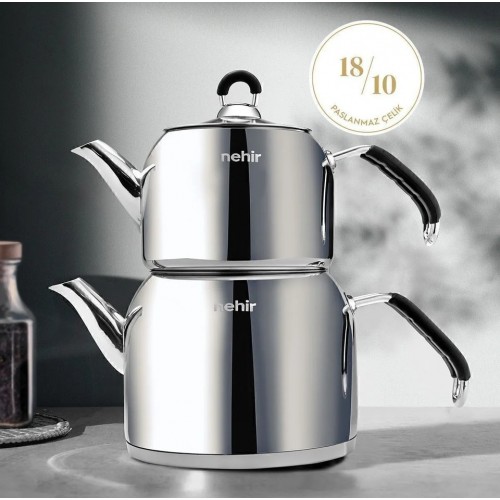 Nehir Modern Maxi Çelik Çaydanlık Takımı