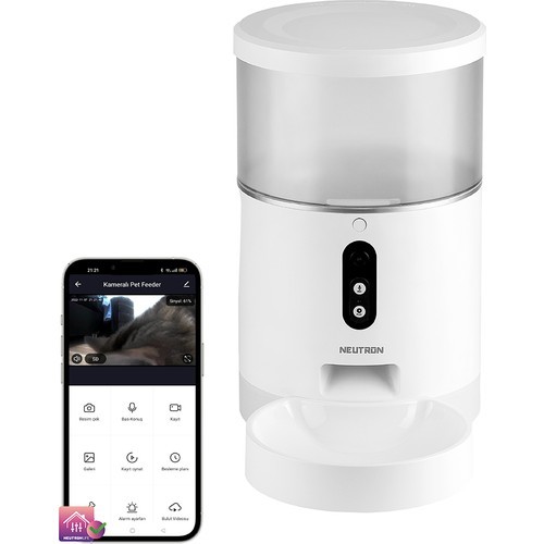 Neutron Wi-Fi Destekli - App ile Kontrol Kameralı ve Sesli Akıllı Mama Kabı