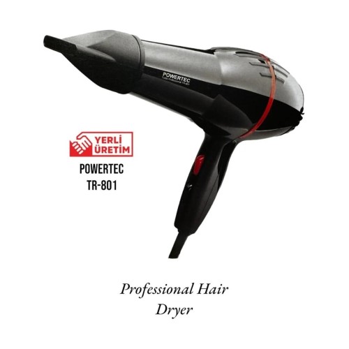 Powertec TR-801 Profesyonel Saç Kurutma & Fön Makinesi - Siyah Powertec TR-801 Profesyonel Saç Kurutma & Fön Makinesi - Siyah