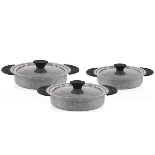 Taç Granit Plus 3 lü Sahan Seti Tak/Çıkar Silikon Saplı Gri TAC-3182