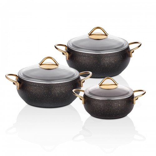 Taç Luna Granit 3 lü Güveç Set Siyah