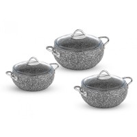 Taç Luna Granit 3 lü Güveç Seti Gri TAC-3527