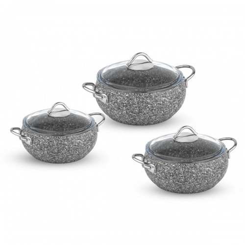 Taç Luna Granit 3 lü Güveç Seti Gri TAC-3527