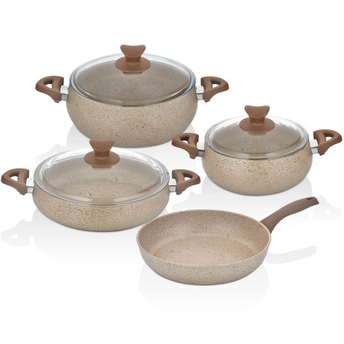 Taç Master Cook Tombik 7 Parça Tencere Seti Cappuccino TAC-3821