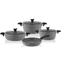 Taç Mastercook 4 lü 7 Parça Granit Tencere Seti Gri TAC-3454