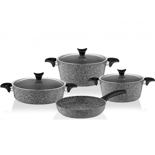 Taç Mastercook 4 lü 7 Parça Granit Tencere Seti Gri