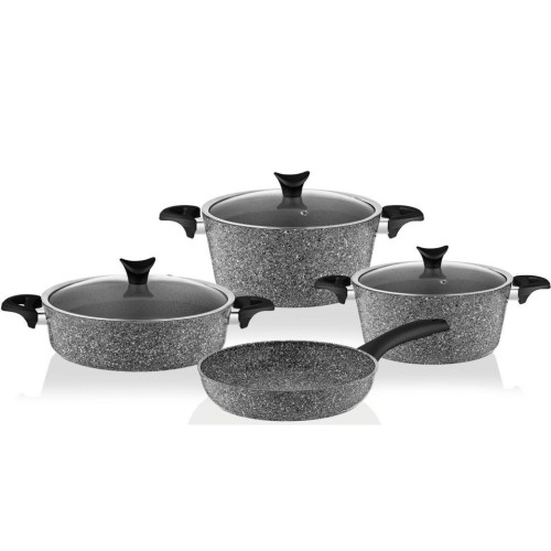 Taç Mastercook 4 lü 7 Parça Granit Tencere Seti Gri TAC-3454
