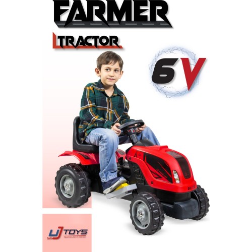 UJ Toys Farmer 6 V Akülü Traktör - Kırmızı