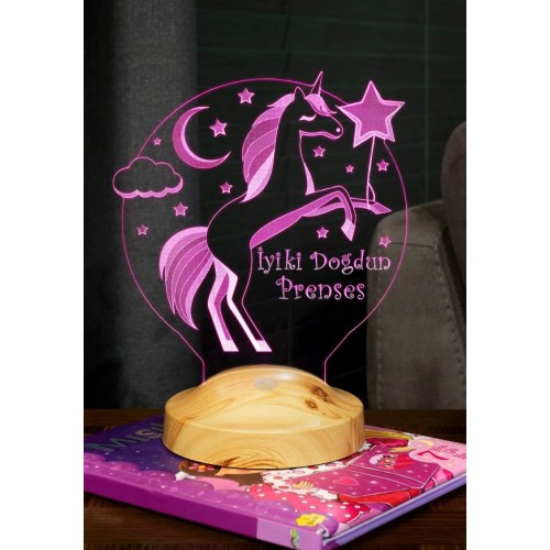 Unicorn Çocuk Odası Hediyesi Iyi Ki Doğdun Prenses Led Lamba