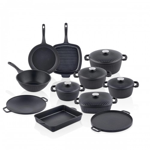 Taç Valeriya Döküm Kapak 16 Parça Çeyiz Seti Siyah TAC-8044