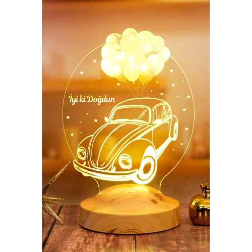 Vosvos Araba Volkswagen Beetle 3 Boyutlu Doğum Günü Hediyesi