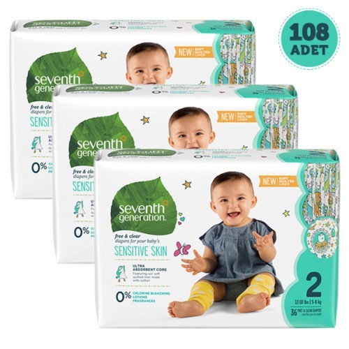Seventh Generation Bebek Bezi 2 Beden 36 lı x 3 Adet