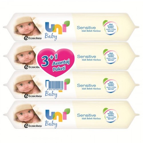 Uni Baby Islak Havlu Sensitive 56 lı 3+1 Avantaj Paketi