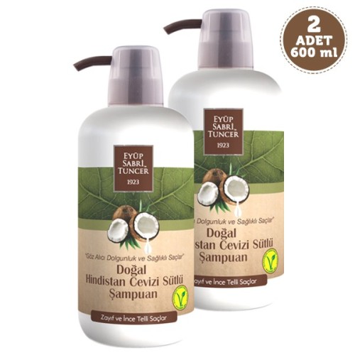 Eyüp Sabri Tuncer Doğal Hindistan Cevizi Sütlü Şampuan 600 ml x 2 Adet