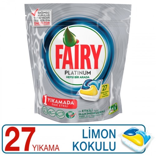 Fairy Platinum Bulaşık Makinesi Kapsülü Limon Kokulu 27 Yıkama