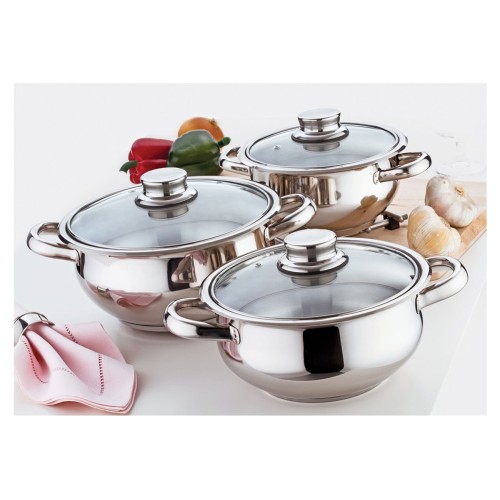 Gülsan Mercan 6 Parça Çelik Tencere Takımı Cam Kapak