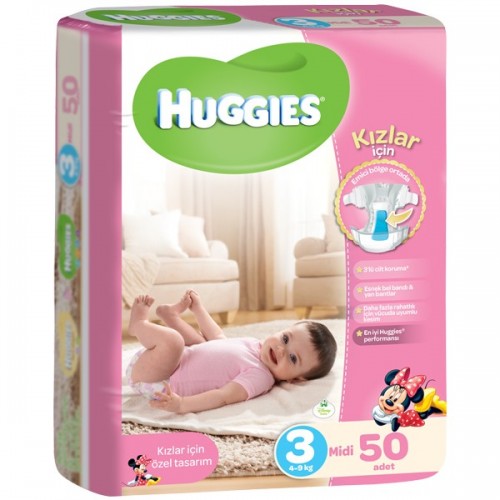 Huggies Midi Kız Bebek Bezi 3 No 50 li
