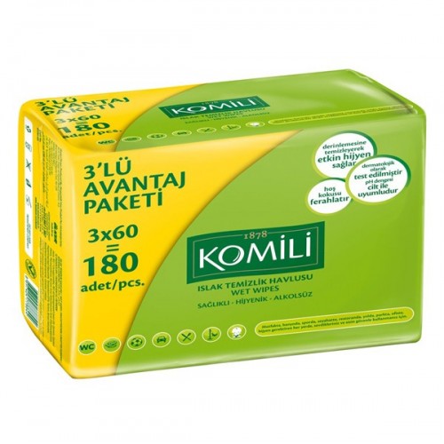 Komili Islak Havlu 60 lı 3 lü Avantaj Paket