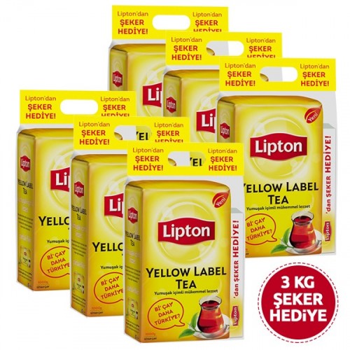 Lipton Yellow Label Çay 1000 gr x 6 Adet (Şeker Hediyeli)