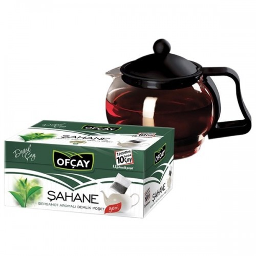 Ofçay Şahane Demlik Poşet Siyah Çay 15gr x 30 adet (Cam Demlik Hediye)