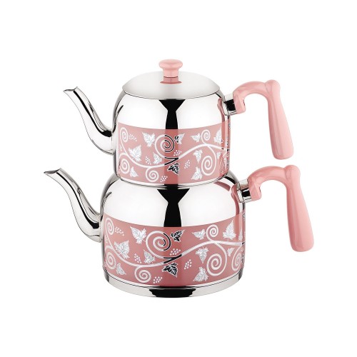 Özkent Menekşe Mini Desenli Çaydanlık Pembe