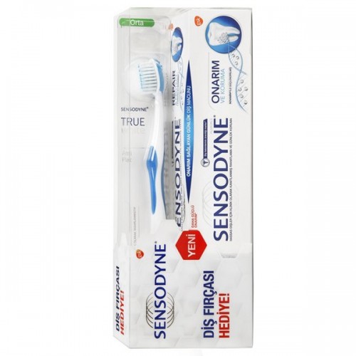 Sensodyne Onarım ve Koruma Diş Macunu 75 ml (True White Fırça Hediye)