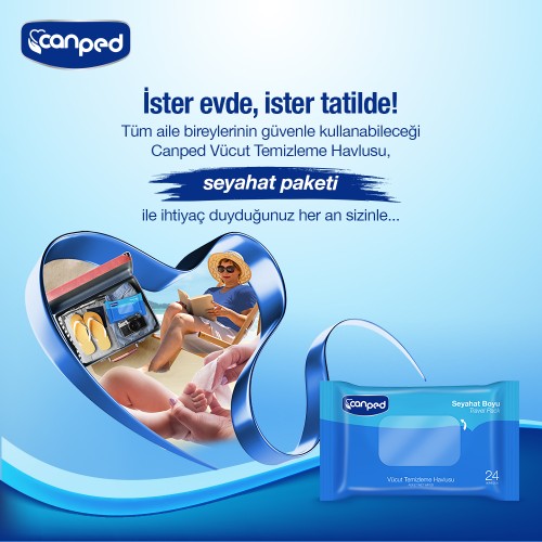 Canped Vücut temizleme Havlusu Seyahat Paket 24 lü x 6 Adet