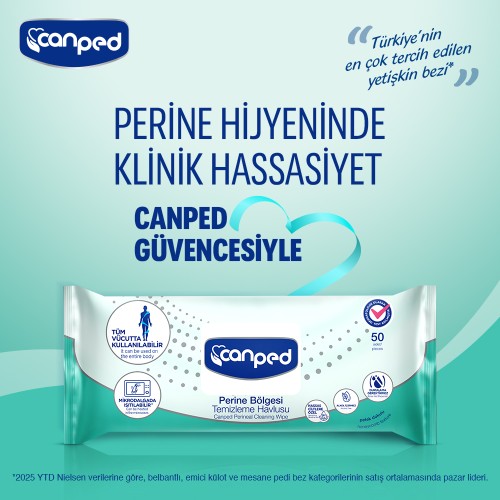Canped Perine Bölgesi Temizleme Havlusu 50 li x 12 Adet