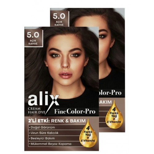 Alix Kit Saç Boyası 5.0 Açık Kahve 50 ml x 2 Adet