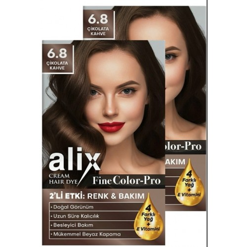Alix Kit Saç Boyası 6.8 Çikolata Kahve 50 ml x 2 Adet